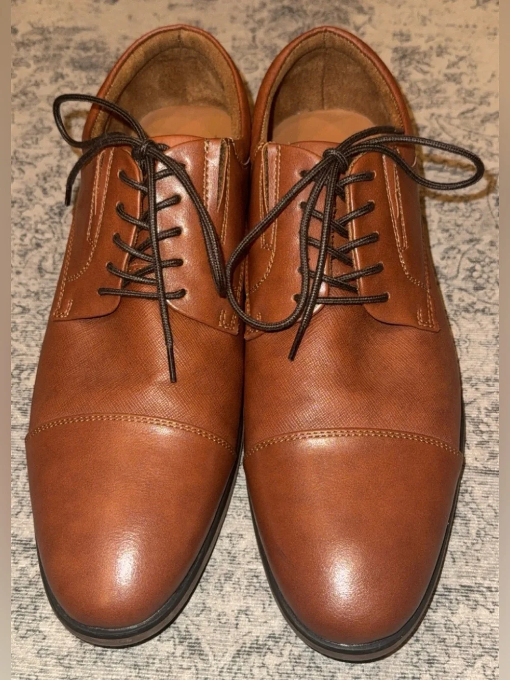 ALDO Colbeck Men’s Brown Cognac Cap Toe Oxford Dress Shoes Size 9